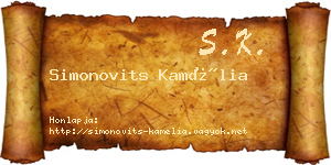 Simonovits Kamélia névjegykártya